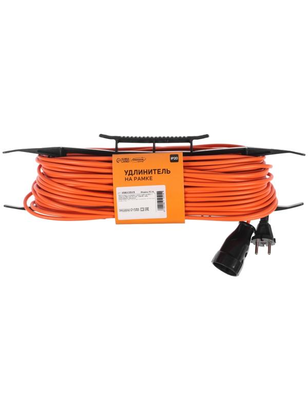 Удлинитель на рамке Luazon Lighting ECO, 1 розетка,ПВС 2х0.75, 6 А, 1300 Вт, IP 20, 40м, Оранжевый