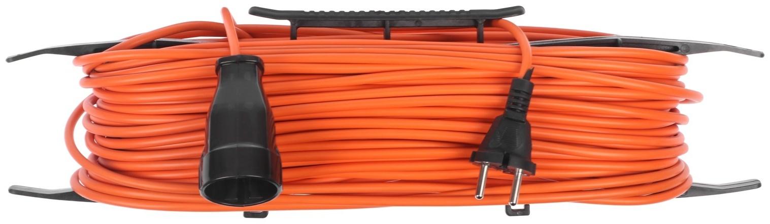 Удлинитель на рамке Luazon Lighting ECO, 1 розетка,ПВС 2х0.75, 6 А, 1300 Вт, IP 20, 50м, Оранжевый