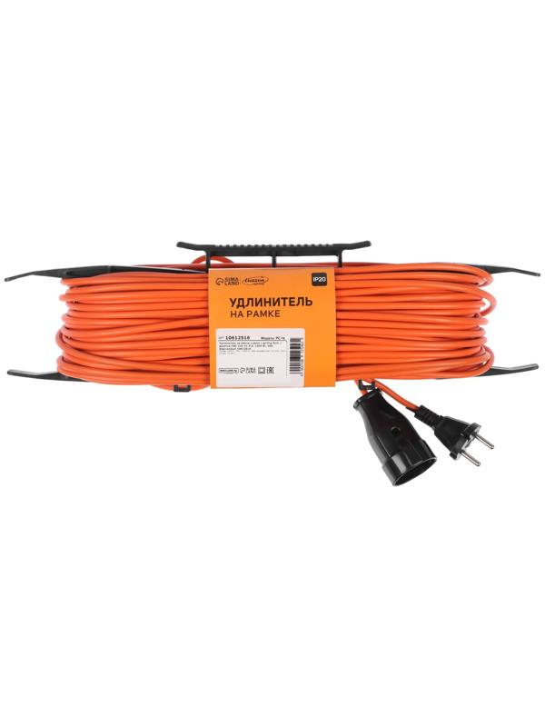 Удлинитель на рамке Luazon Lighting ECO, 1 розетка,ПВС 2х0.75, 6 А, 1300 Вт, IP 20, 50м, Оранжевый