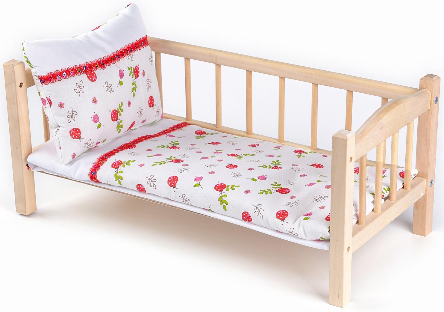 Кукольное постельное «Божьи коровки»: простынь, одеяло 46 × 36 см, подушка 23 × 17 см