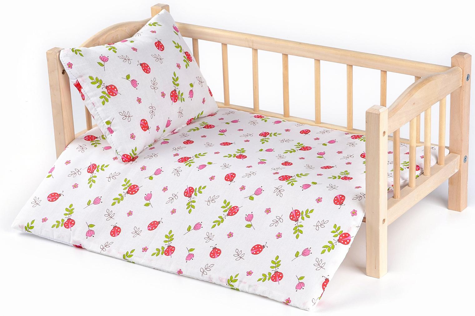 Кукольное постельное «Божьи коровки»: простынь, одеяло 46 × 36 см, подушка 23 × 17 см