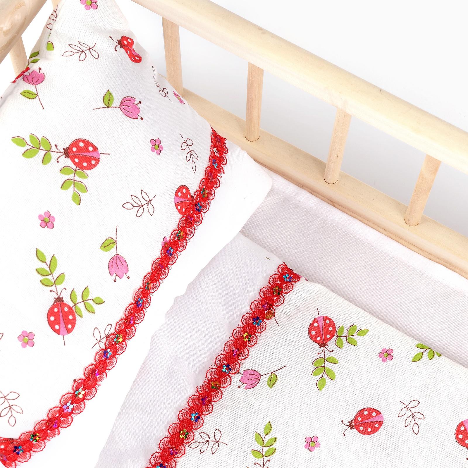 Кукольное постельное «Божьи коровки»: простынь, одеяло 46 × 36 см, подушка 23 × 17 см