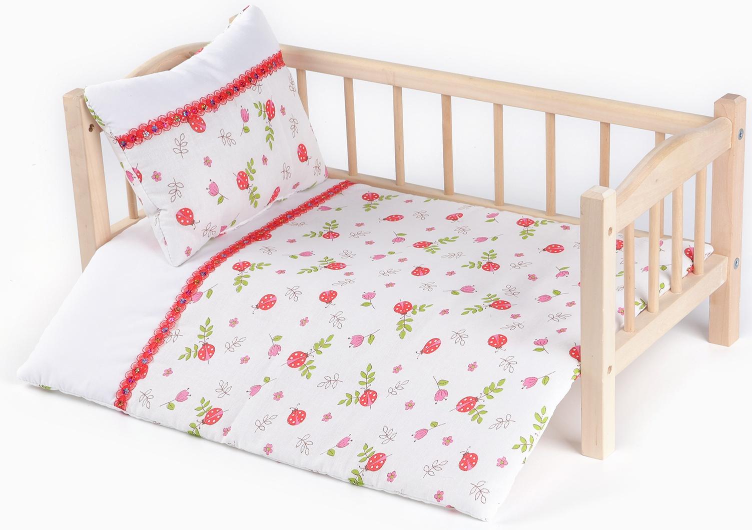 Кукольное постельное «Божьи коровки»: простынь, одеяло 46 × 36 см, подушка 23 × 17 см