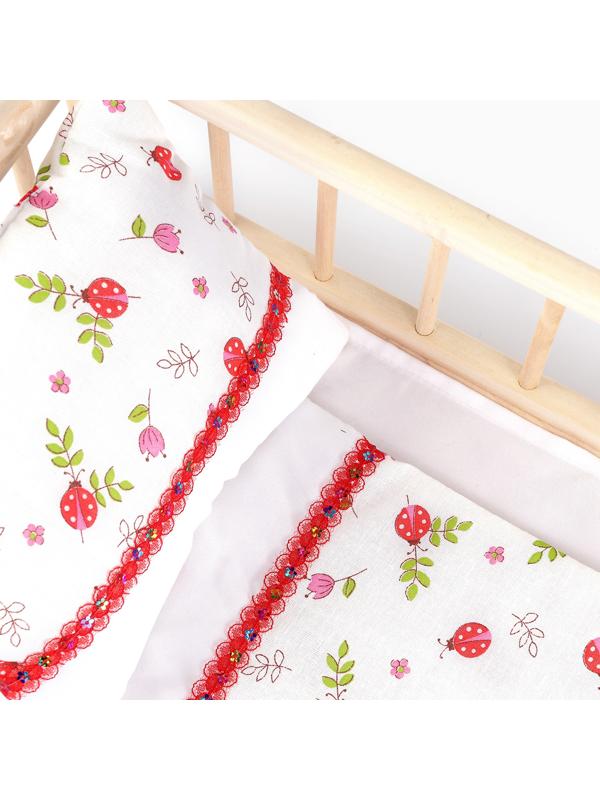 Кукольное постельное «Божьи коровки»: простынь, одеяло 46 × 36 см, подушка 23 × 17 см