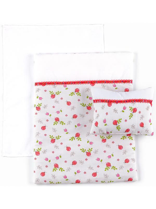 Кукольное постельное «Божьи коровки»: простынь, одеяло 46 × 36 см, подушка 23 × 17 см