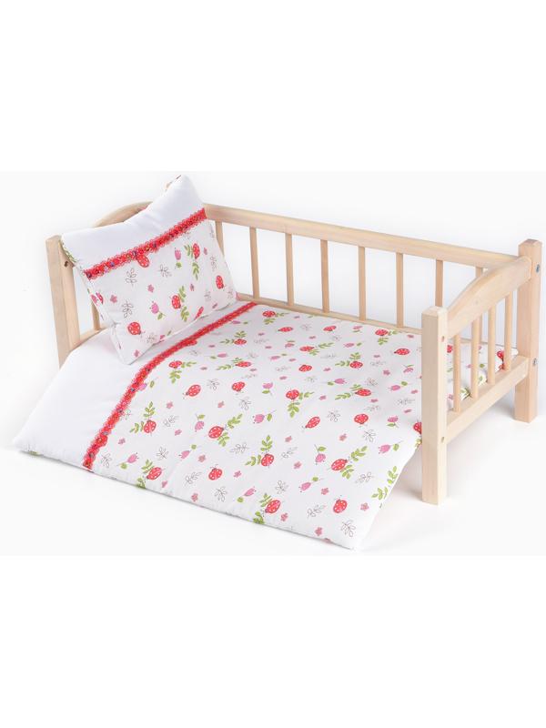 Кукольное постельное «Божьи коровки»: простынь, одеяло 46 × 36 см, подушка 23 × 17 см