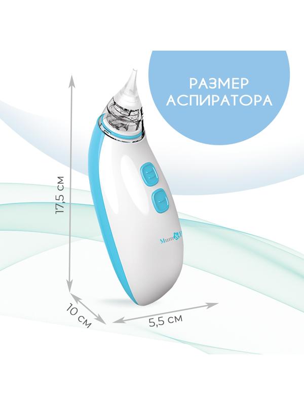 Детский назальный аспиратор, 2 насадки, электрический: 2 режима работы, на батарейках