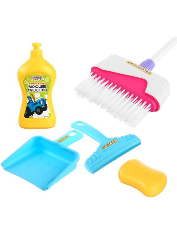 Игровой набор «Весёлая уборка», Синий трактор