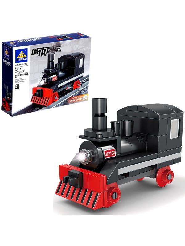 Конструктор «ЖД. Паровоз», с запуском, 58 деталей
