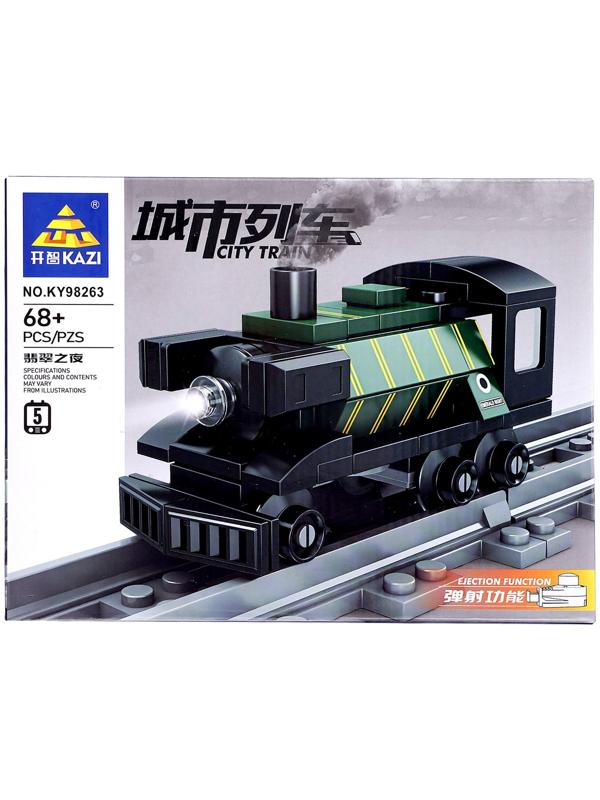 Конструктор «ЖД. Паровоз», с запуском, 68 деталей
