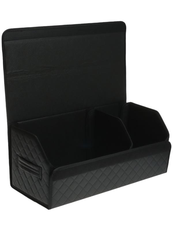Органайзер кофр в багажник автомобиля Cartage саквояж, экокожа стеганая, 70х30х30 см, черный