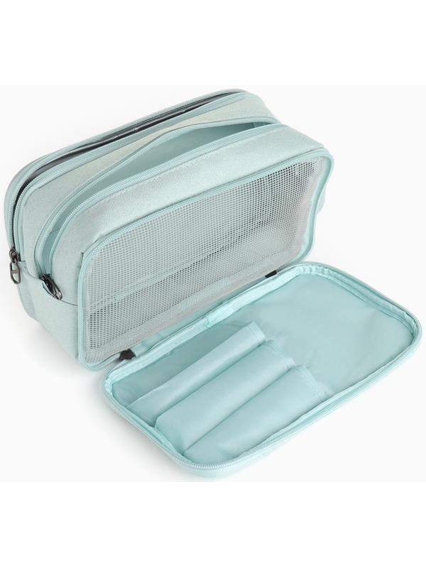Косметичка дорожная на молнии с ручкой, с 3 отделами, Good trip, голубая