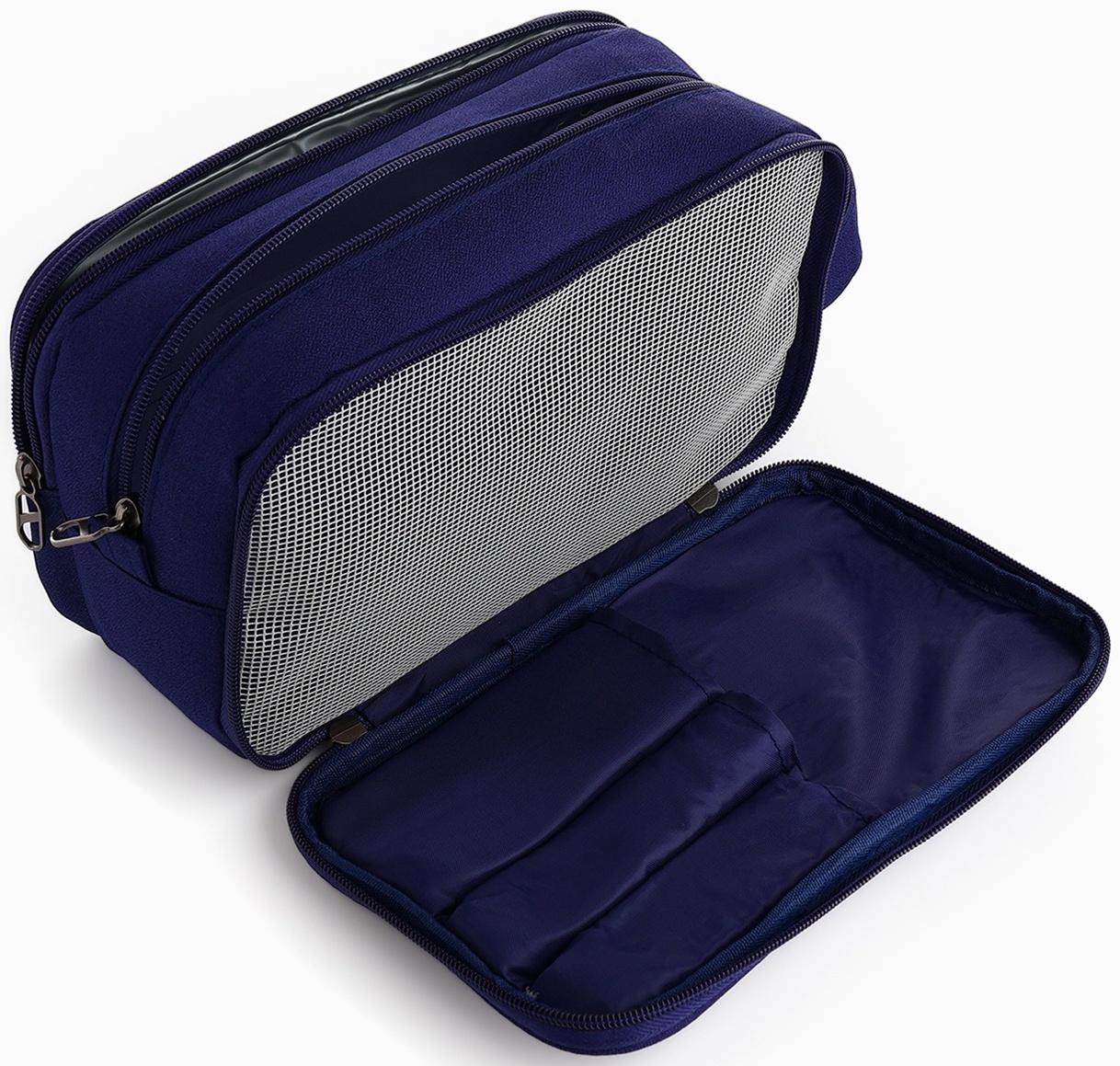 Косметичка дорожная на молнии с ручкой, с 3 отделами, Good trip, синяя