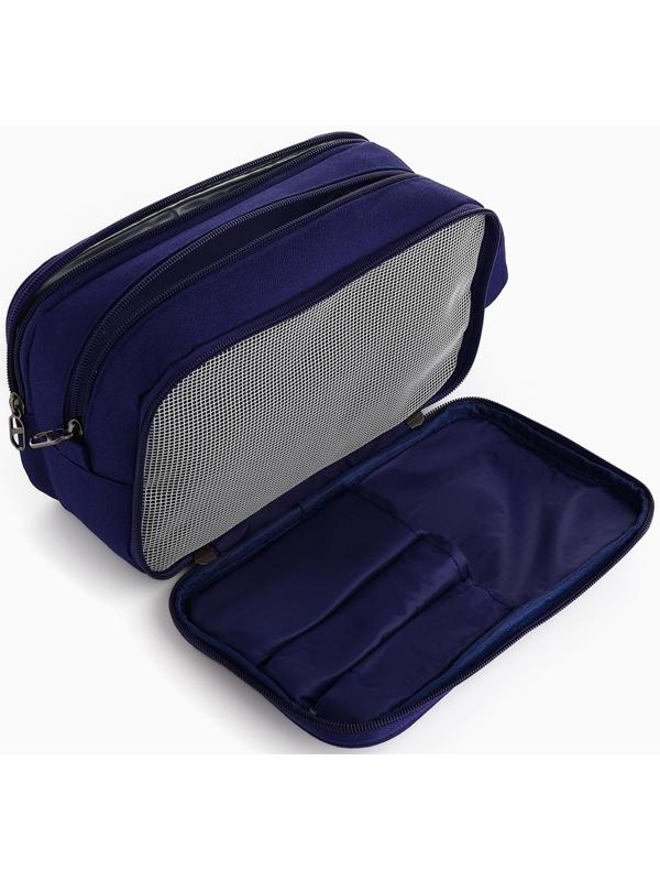 Косметичка дорожная на молнии с ручкой, с 3 отделами, Good trip, синяя