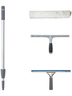 Набор для мытья окон HQ Profil: шубка 38 см, держатель для шубки 35 см, склиз 35 см, штанга 1,2 м