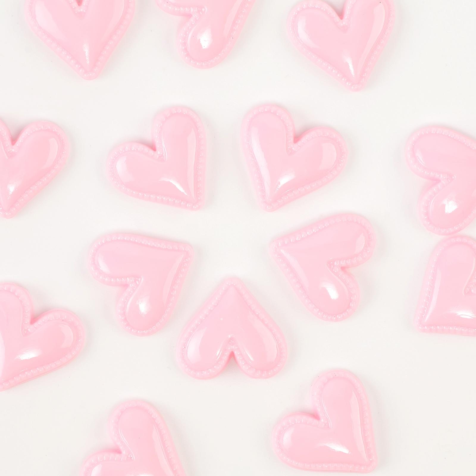Кабошон «Сердце», набор 50 шт., размер 1 шт. — 1,5 × 1,5 × 0,2 см, цвет розовый