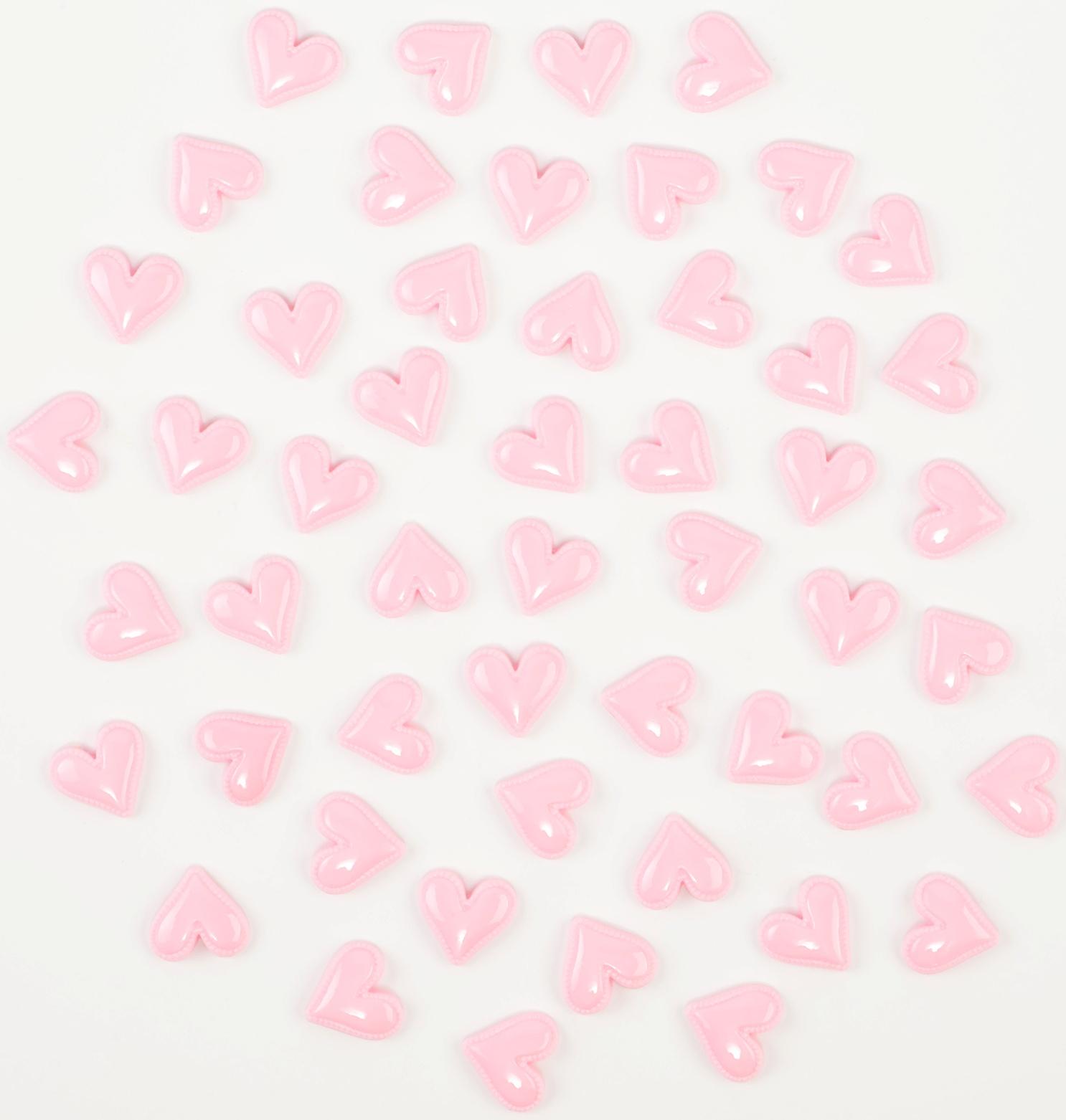 Кабошон «Сердце», набор 50 шт., размер 1 шт. — 1,5 × 1,5 × 0,2 см, цвет розовый