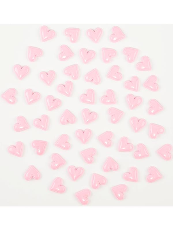 Кабошон «Сердце», набор 50 шт., размер 1 шт. — 1,5 × 1,5 × 0,2 см, цвет розовый