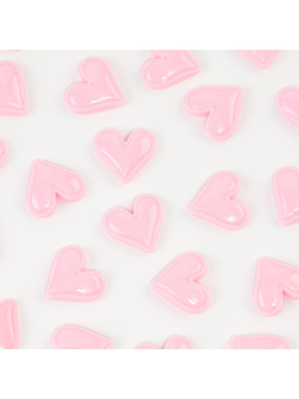 Кабошон «Сердце», набор 50 шт., размер 1 шт. — 1,5 × 1,5 × 0,2 см, цвет розовый
