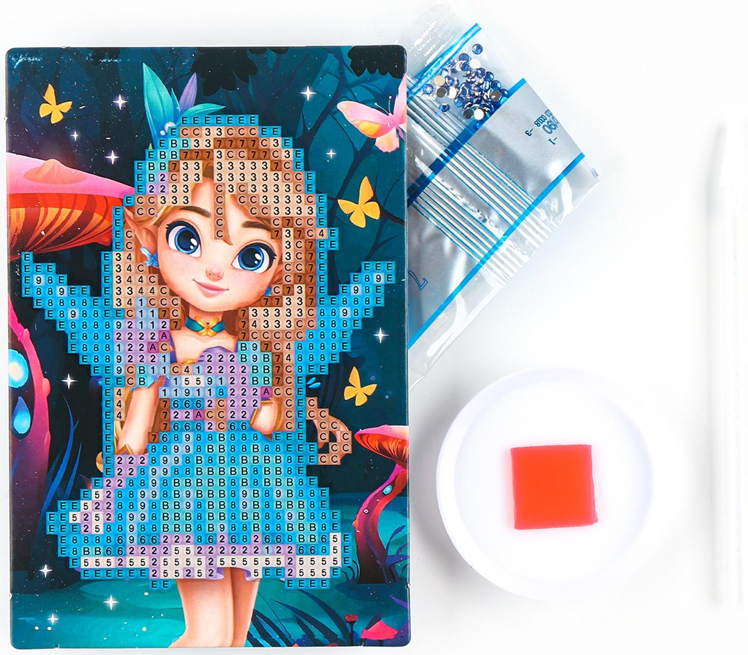 Алмазная мозаика для детей со светящимися стразами «Фея», 10 х 15 см, набор для творчества