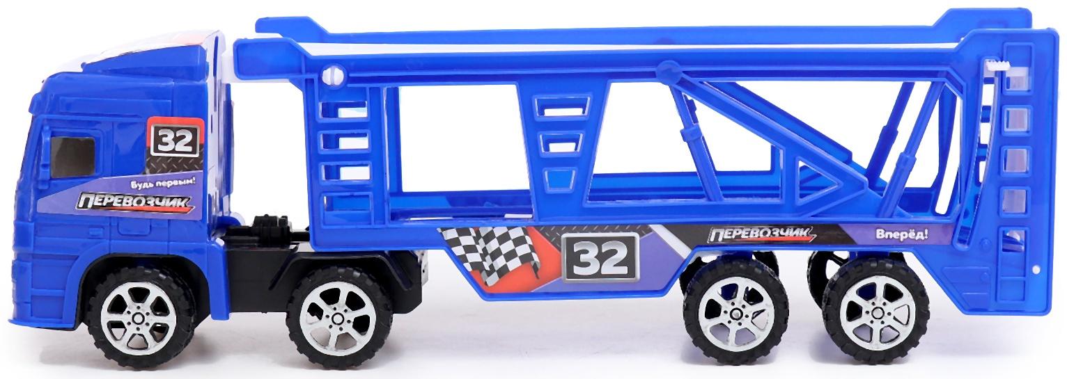 Грузовик «Автовоз», инерционный, с 4 машинами, цвет синий