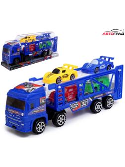 Грузовик «Автовоз», инерционный, с 4 машинами, цвет синий