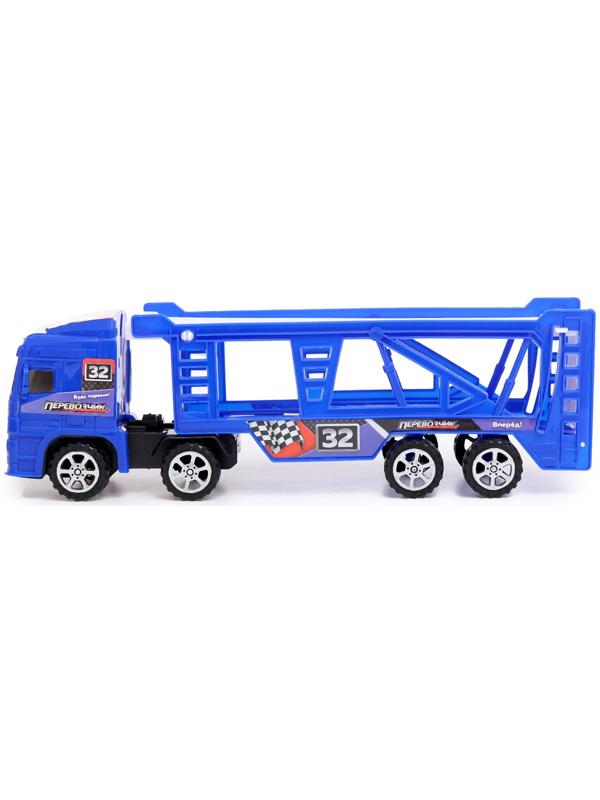 Грузовик «Автовоз», инерционный, с 4 машинами, цвет синий