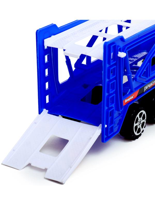 Грузовик «Автовоз», инерционный, с 4 машинами, цвет синий