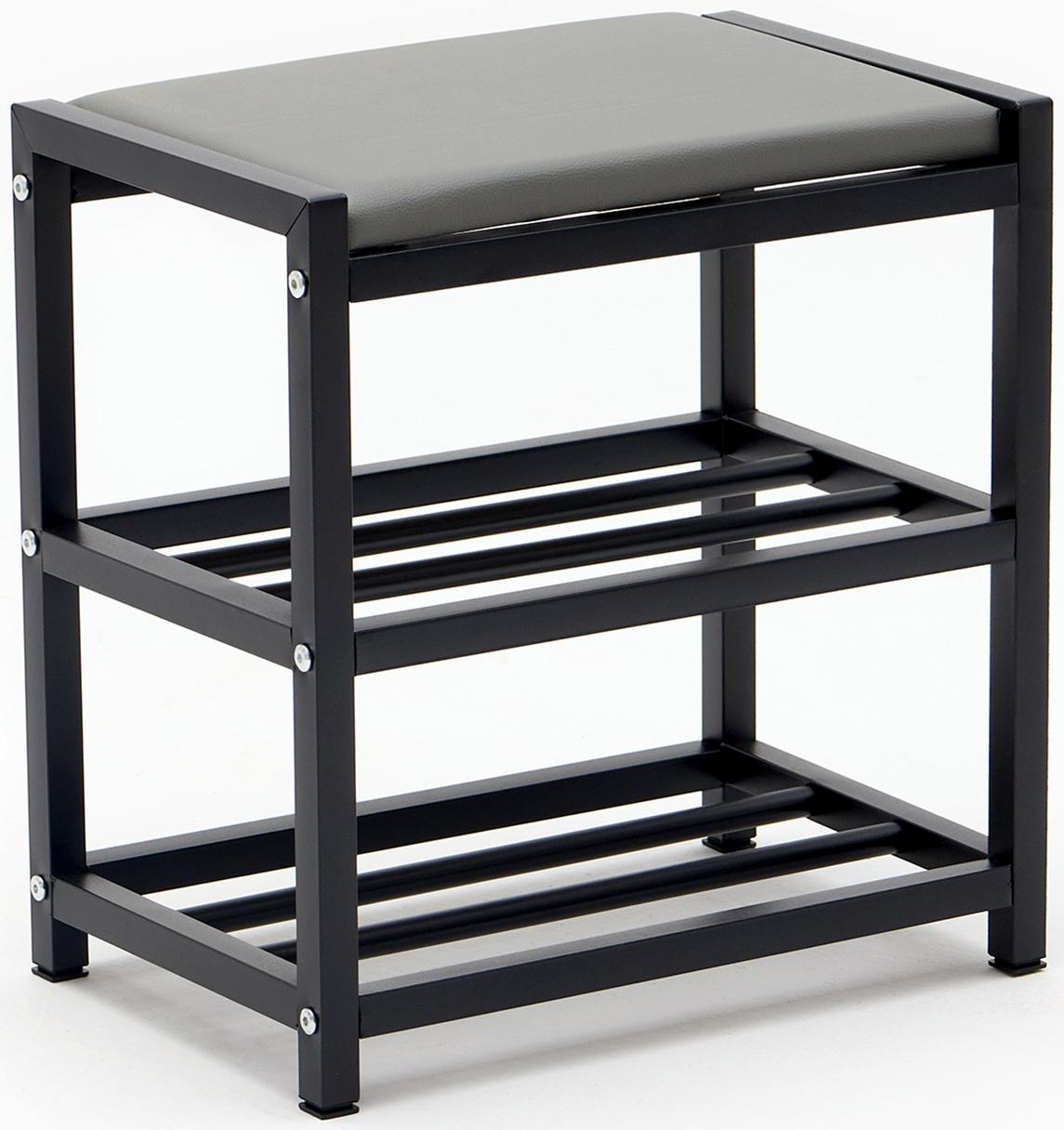 Банкетка с обувницей Базовая, 400 x 250 x 415, металл, чёрная