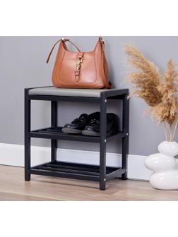 Банкетка с обувницей Базовая, 400 x 250 x 415, металл, чёрная