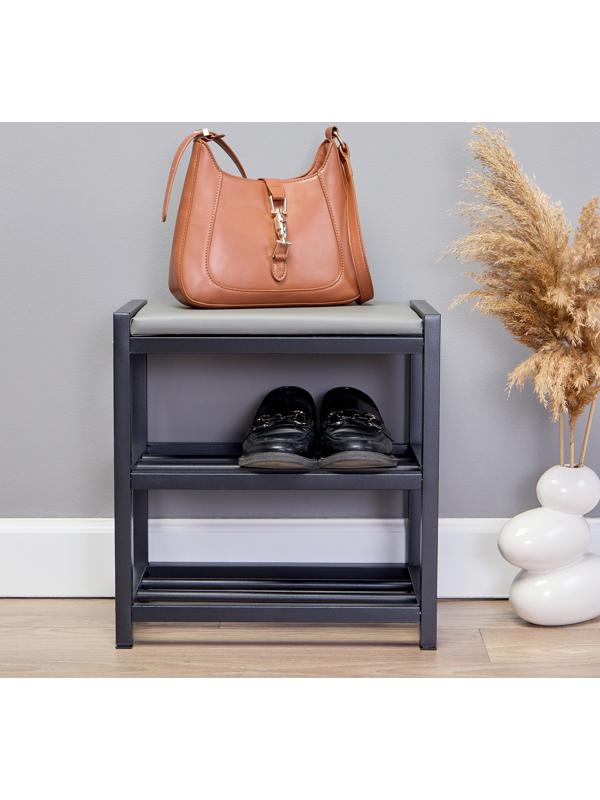 Банкетка с обувницей Базовая, 400 x 250 x 415, металл, чёрная