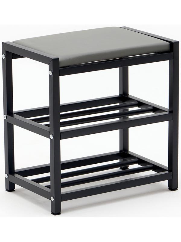Банкетка с обувницей Базовая, 400 x 250 x 415, металл, чёрная