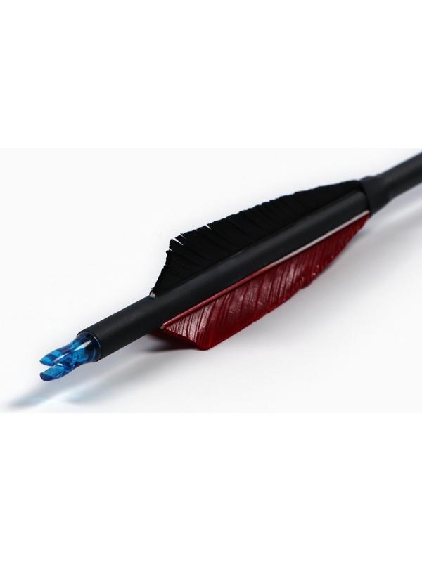 Стрела для лука, карбон, черная, оперение - красное, 80 см