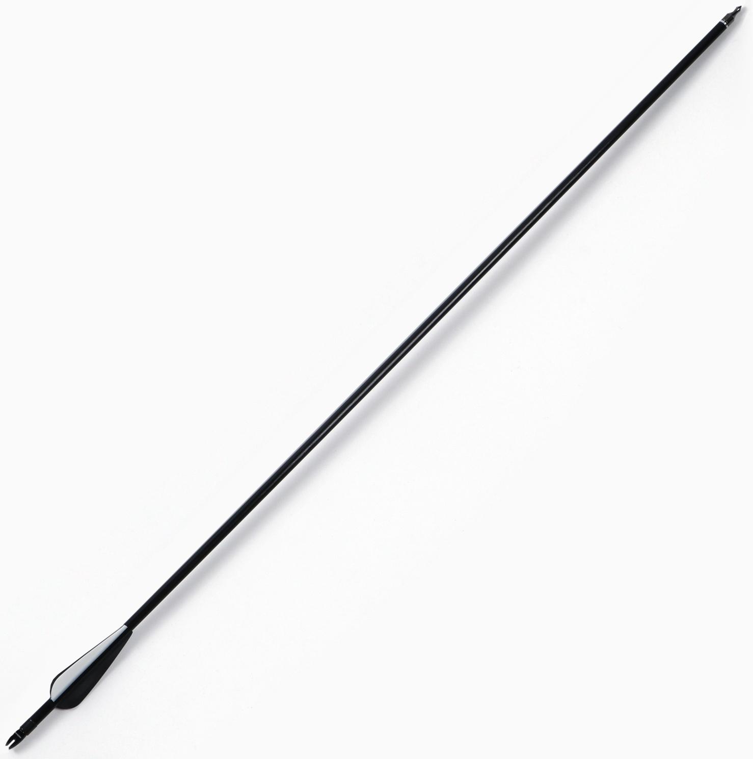 Стрела для лука, стекловолокно, черная, оперение - черное, 80 см