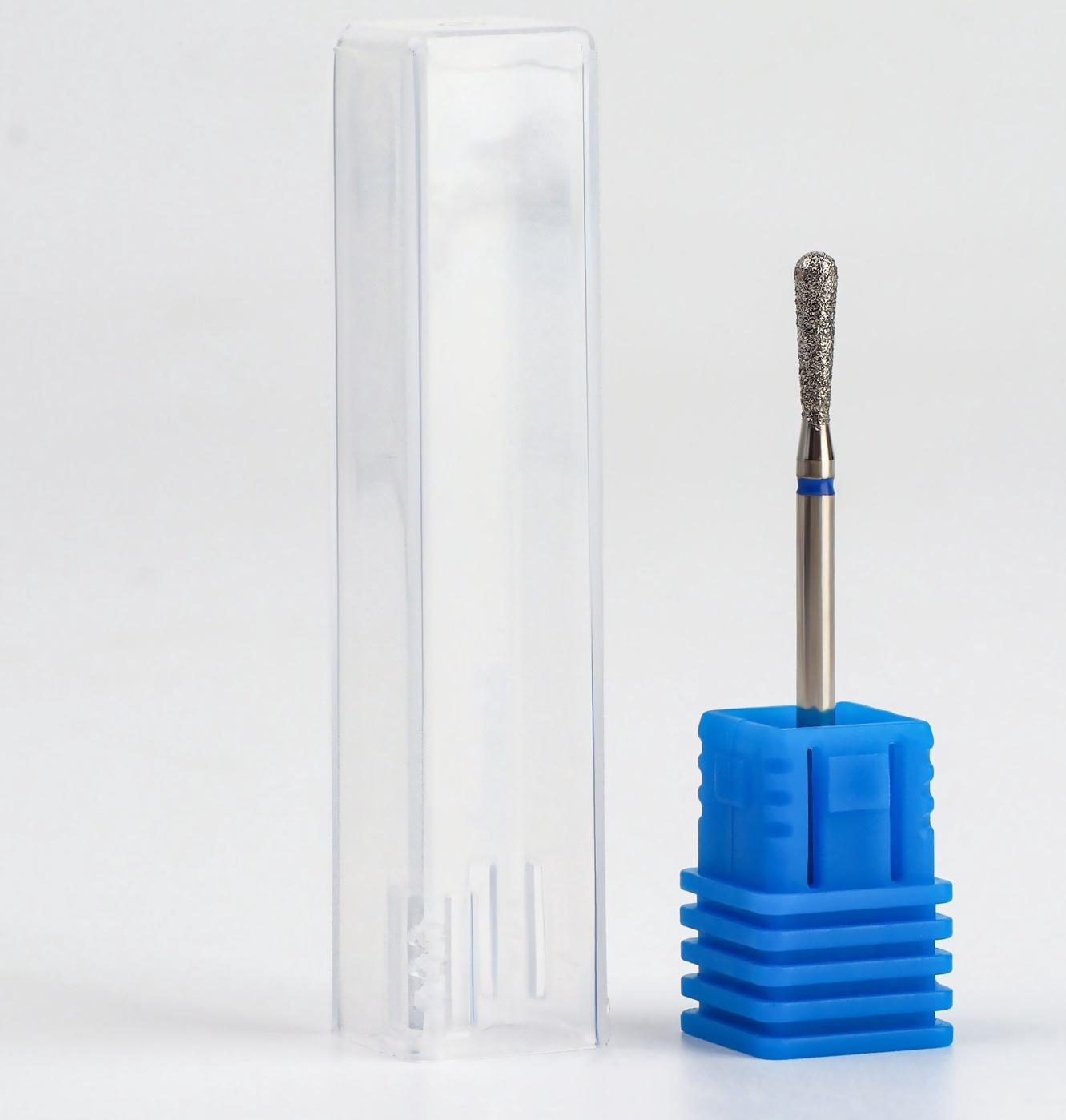 Фреза алмазная для маникюра «Капля», средняя зернистость, 2,5 × 10 мм, в пластиковом футляре