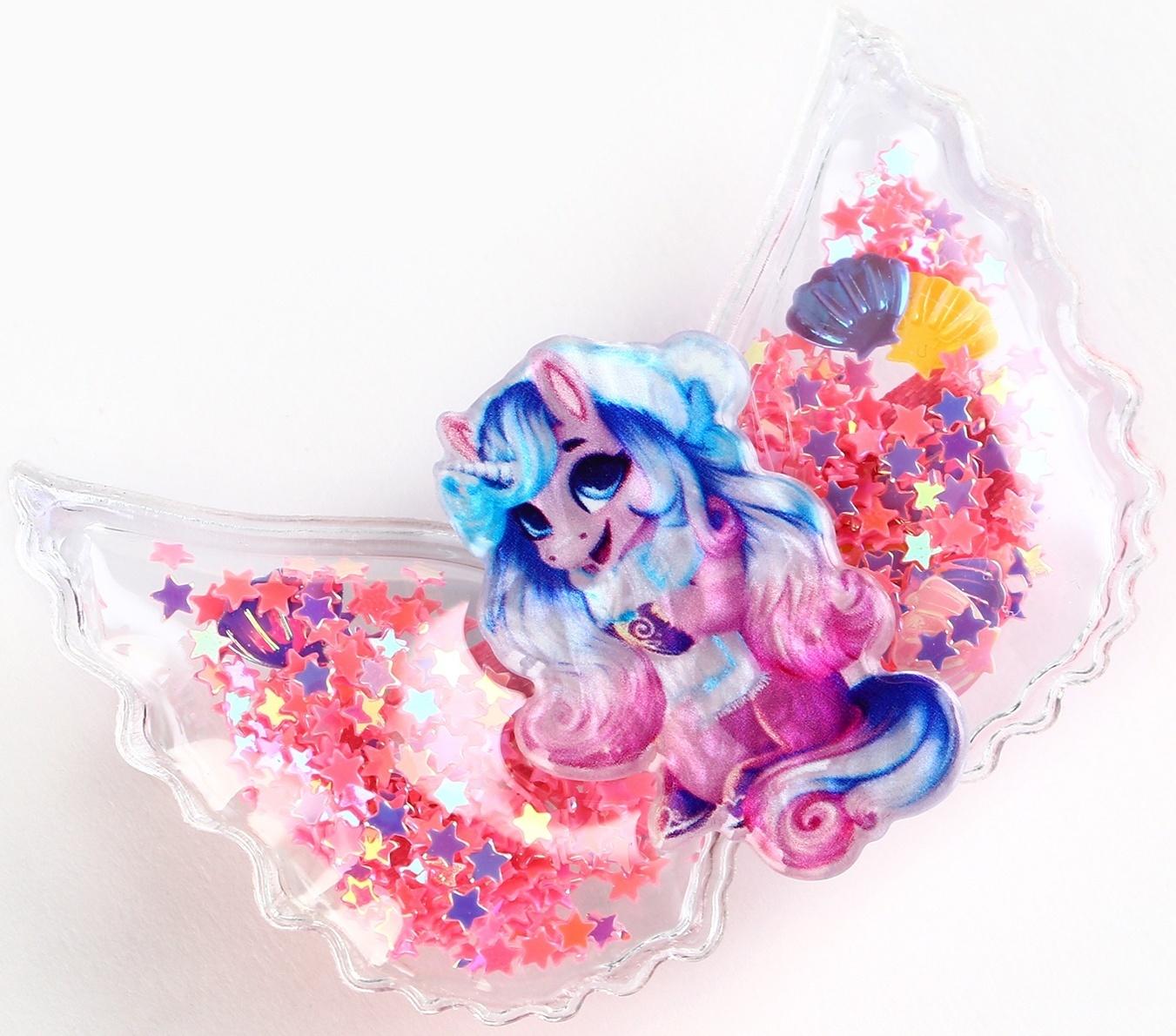 Заколка для волос новогодняя «Единорожек», на Новый год, 6 х 4,5 см