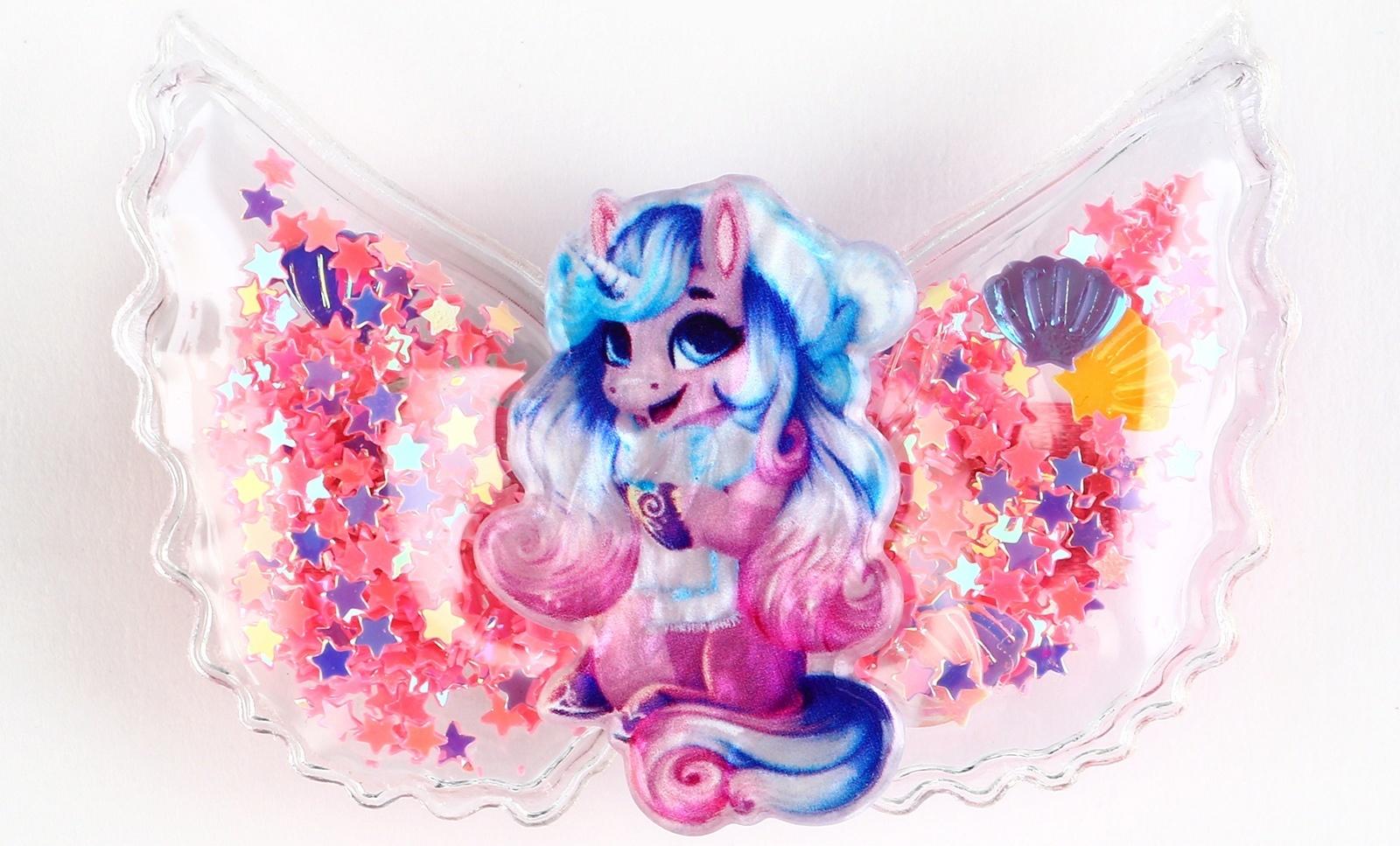 Заколка для волос новогодняя «Единорожек», на Новый год, 6 х 4,5 см