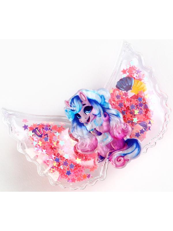 Заколка для волос новогодняя «Единорожек», на Новый год, 6 х 4,5 см