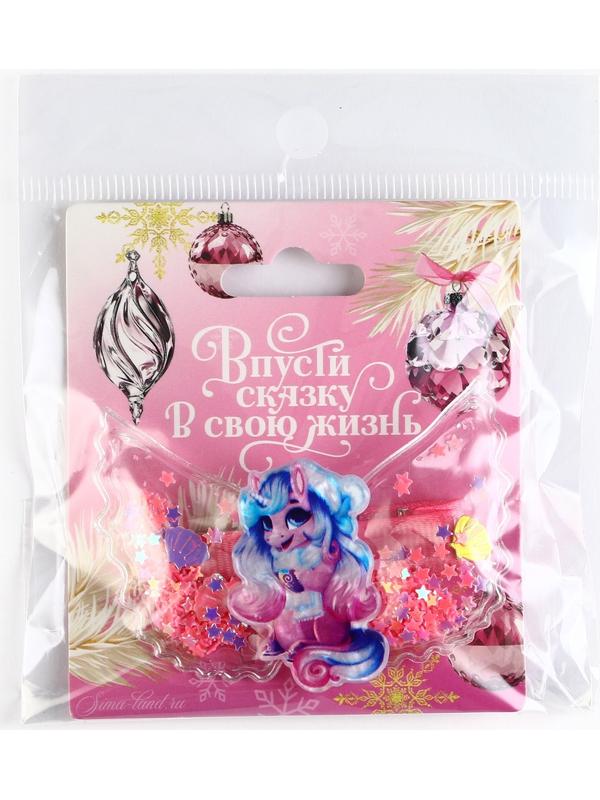 Заколка для волос новогодняя «Единорожек», на Новый год, 6 х 4,5 см