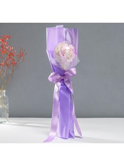 Букет из мыльных лепестков для ванны «Роза в шарике», подарочный, сирень, 8.5×8.5×36 см