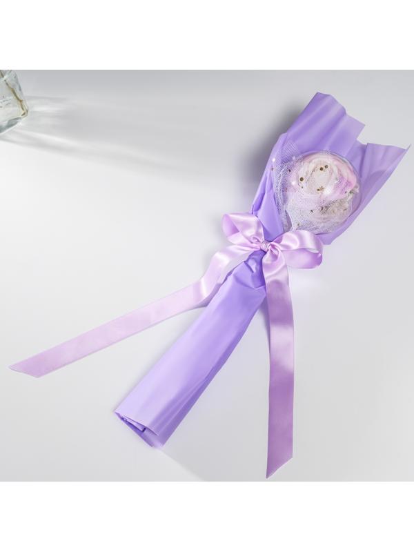 Букет из мыльных лепестков для ванны «Роза в шарике», подарочный, сирень, 8.5×8.5×36 см