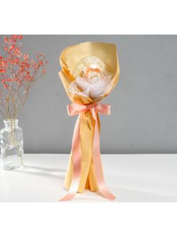 Букет из мыльных лепестков для ванны «Роза в шарике», подарочный, жёлтый, 8.5×8.5×36 см