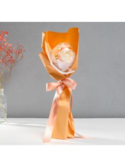 Букет из мыльных лепестков для ванны «Роза в шарике», подарочный, оранжевый, 8.5×8.5×36 см