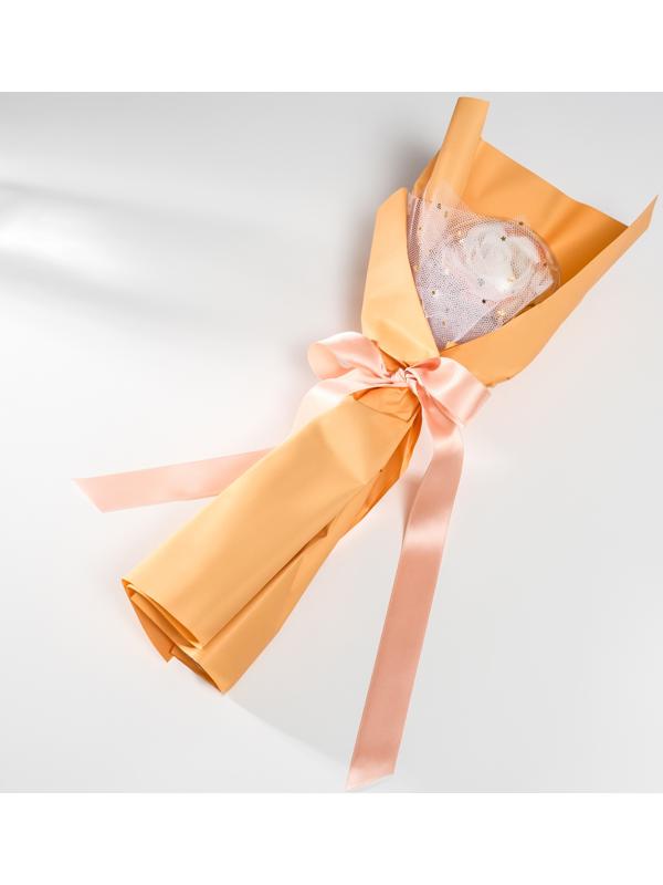 Букет из мыльных лепестков для ванны «Роза в шарике», подарочный, оранжевый, 8.5×8.5×36 см