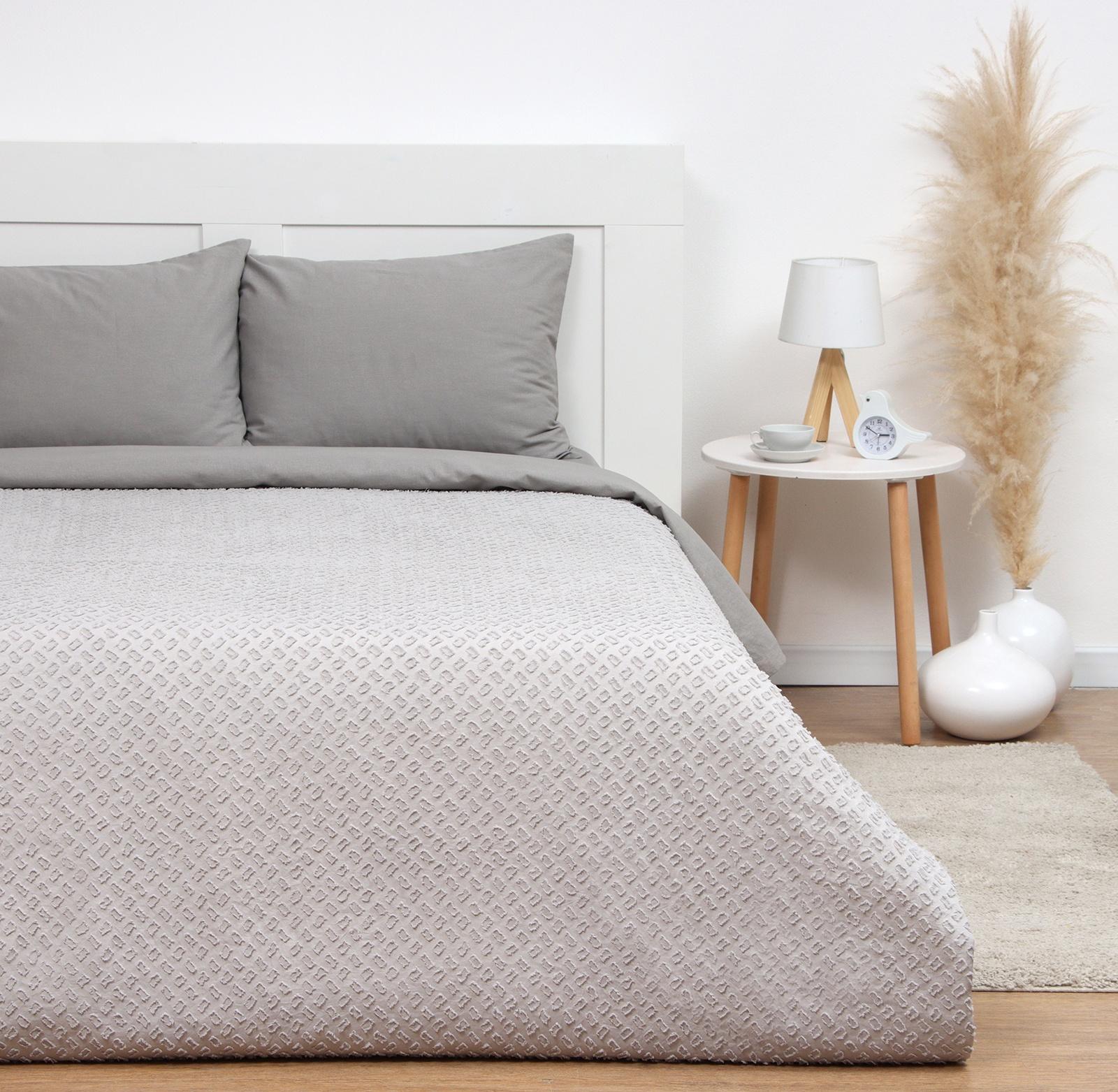 Покрывало LoveLife Tufting: Квадрат цв.серый,  240*230±5см, микрофайбер, 100% п/э