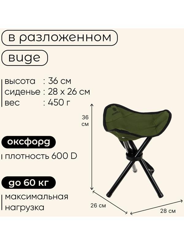 Стул туристический maclay, 28 х 26 х 36 см, до 60 кг, цвет зелёный