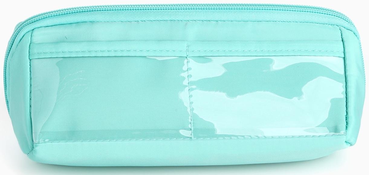 Косметичка на молнии, маленькая, с отделами, зелёная