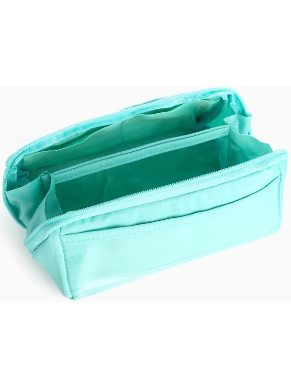 Косметичка на молнии, маленькая, с отделами, зелёная