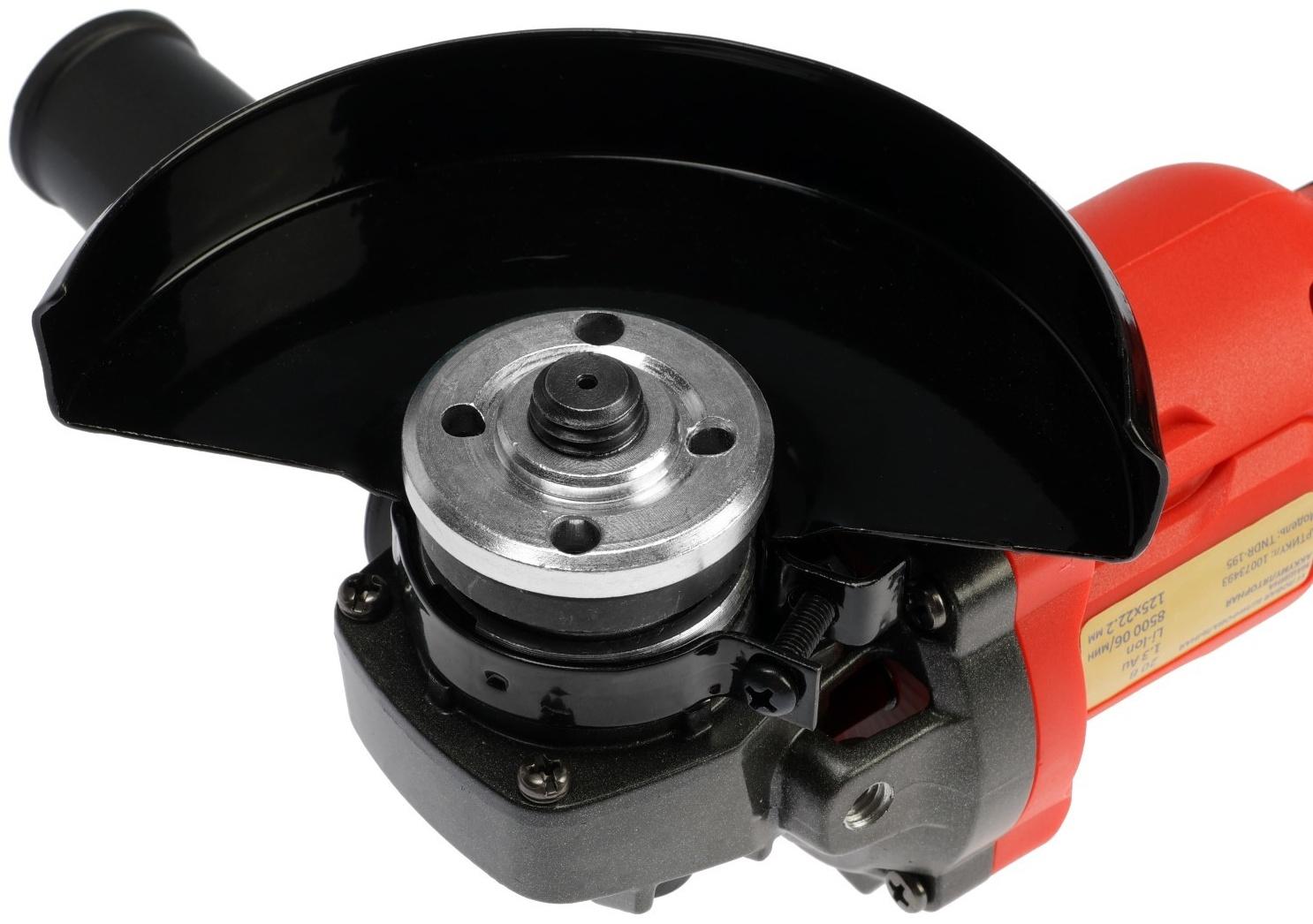 Аккумуляторная УШМ ТУНДРА, 20 В, 1.3 Ач, Li-Ion, 8500 об/мин, 125 х 22.2 мм