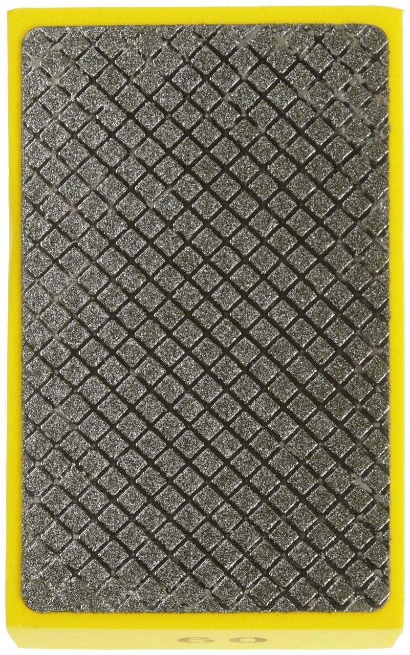 Губка алмазная шлифовальная ТУНДРА, 90×55×30 мм, Р60, для камня, керамогранита, кафеля